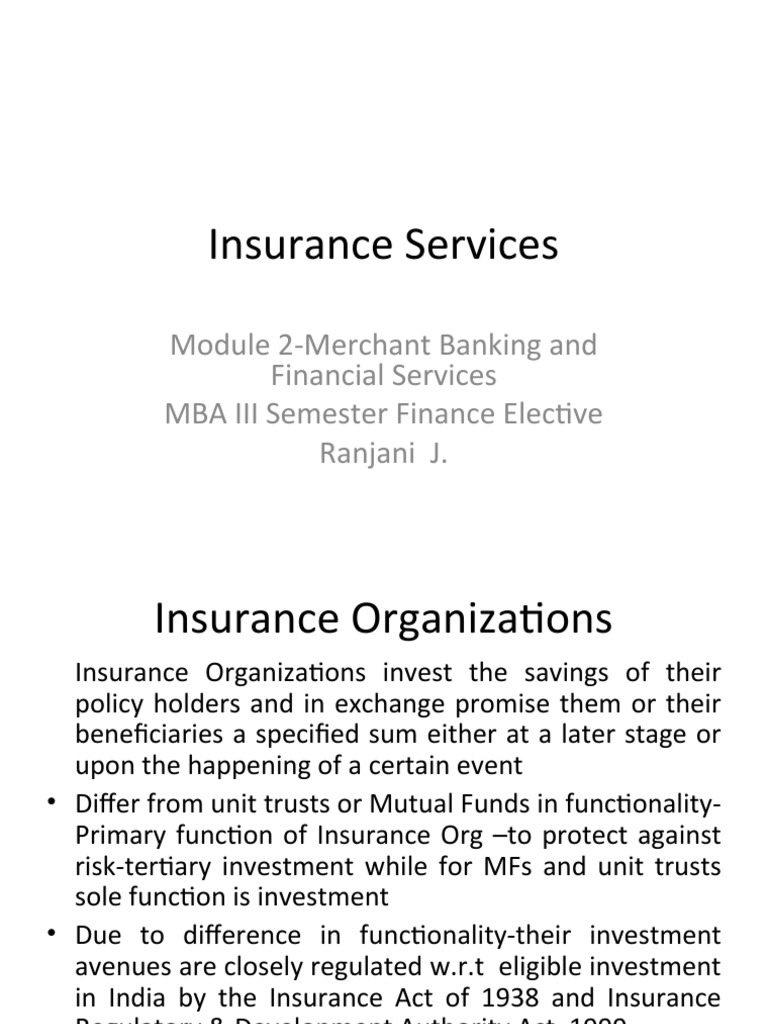 Insurance Services: Module 2-Merchant Banking and Financial Services ...