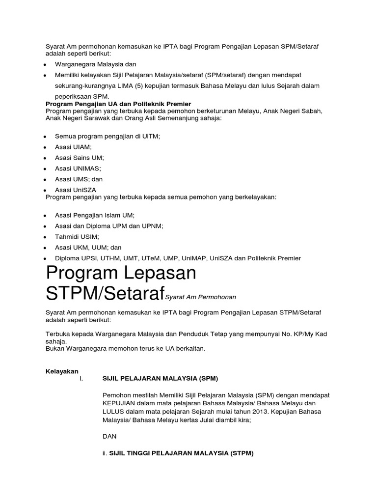 Syarat Kemasukan Uum Lepasan Spm - gostmarc