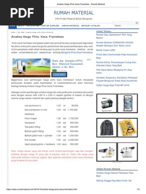 Analisa  Harga  Satuan  Pekerjaan  Daun Jendela  Aluminium    Analisa  Harga  Satuan  Pekerjaan  Daun Jendela  Aluminium