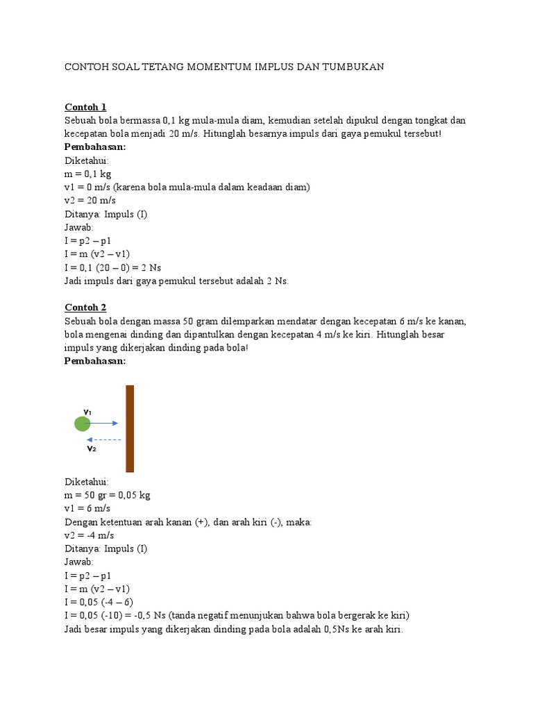 Contoh Soal Tetang Momentum Implus Dan Tumbukan