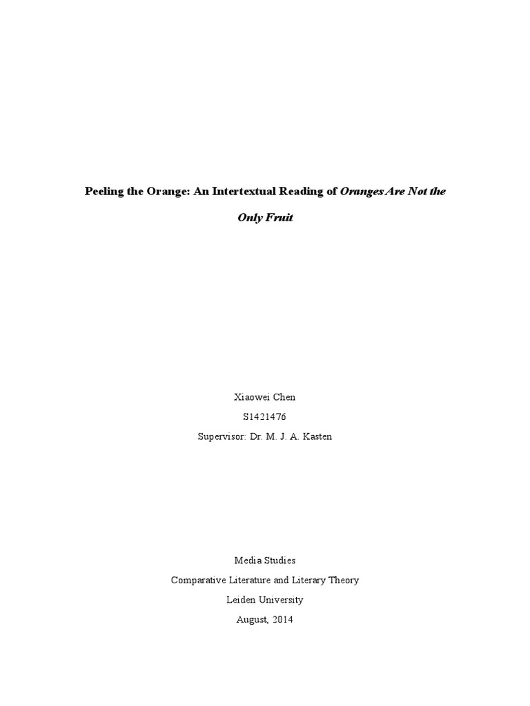 Peeling The Orange An Intertextual Reading of Oranges Are Not The Only