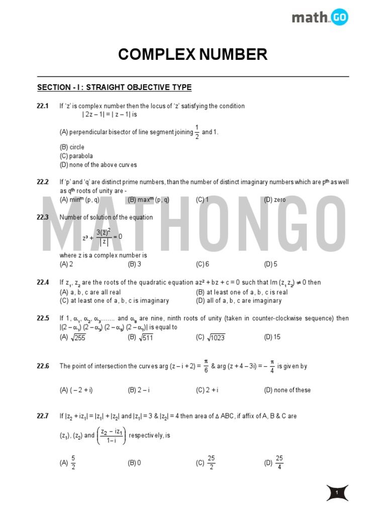 Complex+Numbers+-+Questions | Complex Number | Geometry