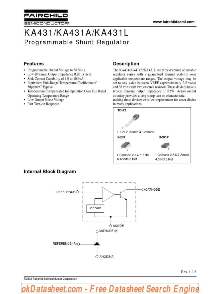 KA431KA431AKA431L Programmable Shunt Regulator