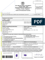 Application Form For Admission To: Aligarh Muslim University Session: 2018 - 2019