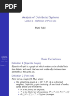 Analysis of Distributed Systems: Lecture 1 - Definition of Petri Nets