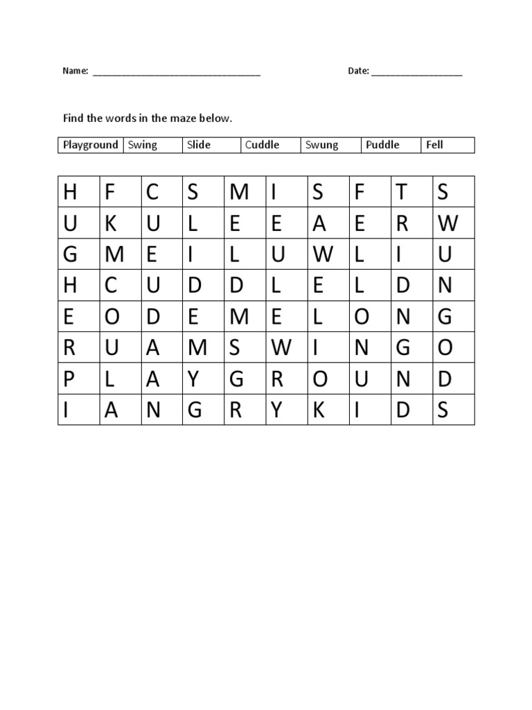 Printable Word Maze