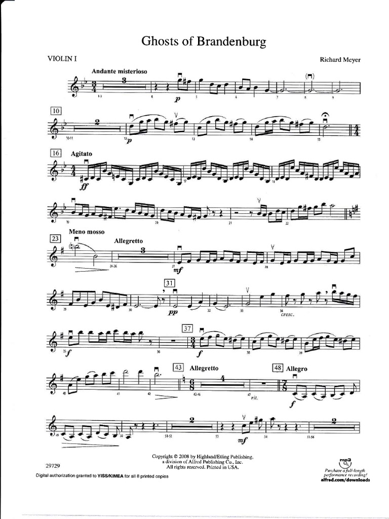 Ghosts Violin I Pdf Tempo Performing Arts