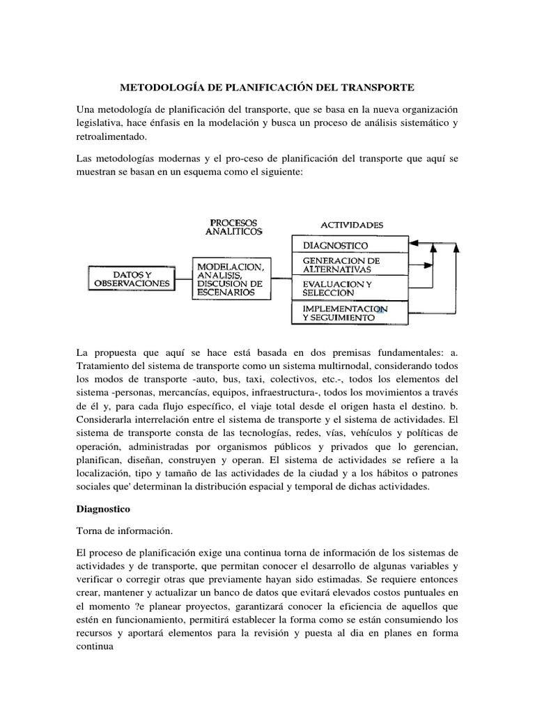 Una Metodología de Planificación Del Transporte | PDF | Transporte ...