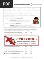 Prepositional Phrases Adjectives and Adverbs