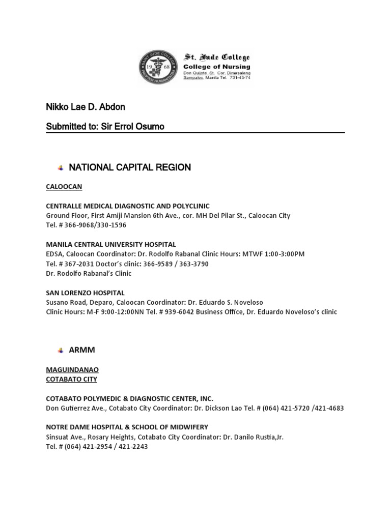 Nikko Lae D. Abdon Submitted To Sir Errol Osumo Caloocan Centralle