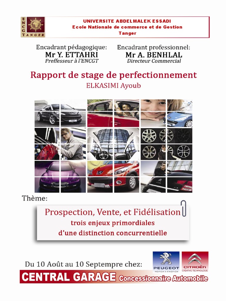 Rapport De Stage Mecanique Automobile Dans Un Garage Pdf Rapport Peugeot Citroen Central Garage PDF | PDF | Sodles | Maroc