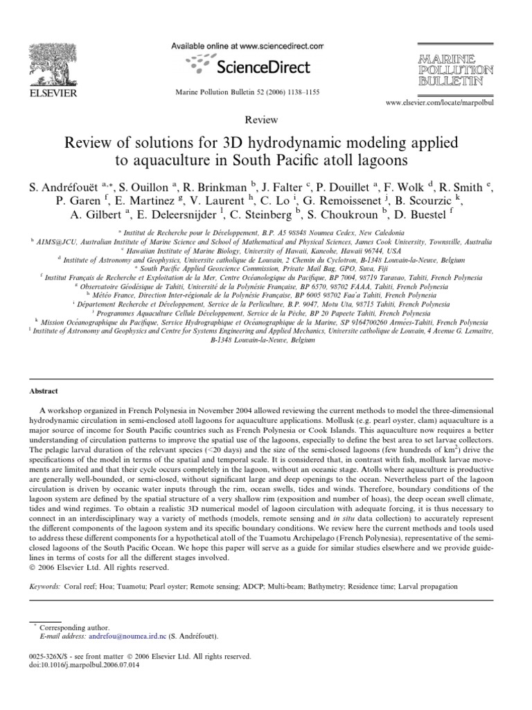 3D Hydrodynamic Modeling for Aquaculture | PDF | Lagoon | Coral Reef