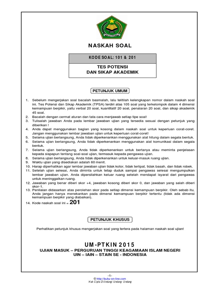 2015 Soal Um Ptkin Tpsa