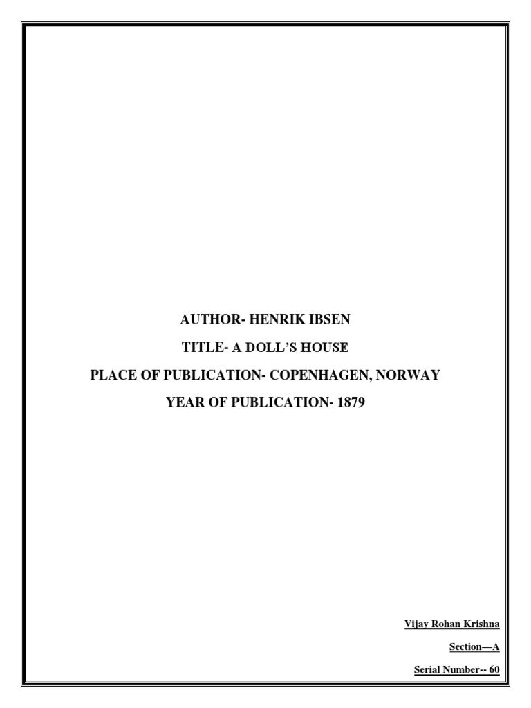 A Dolls House Review PDF A Doll's House