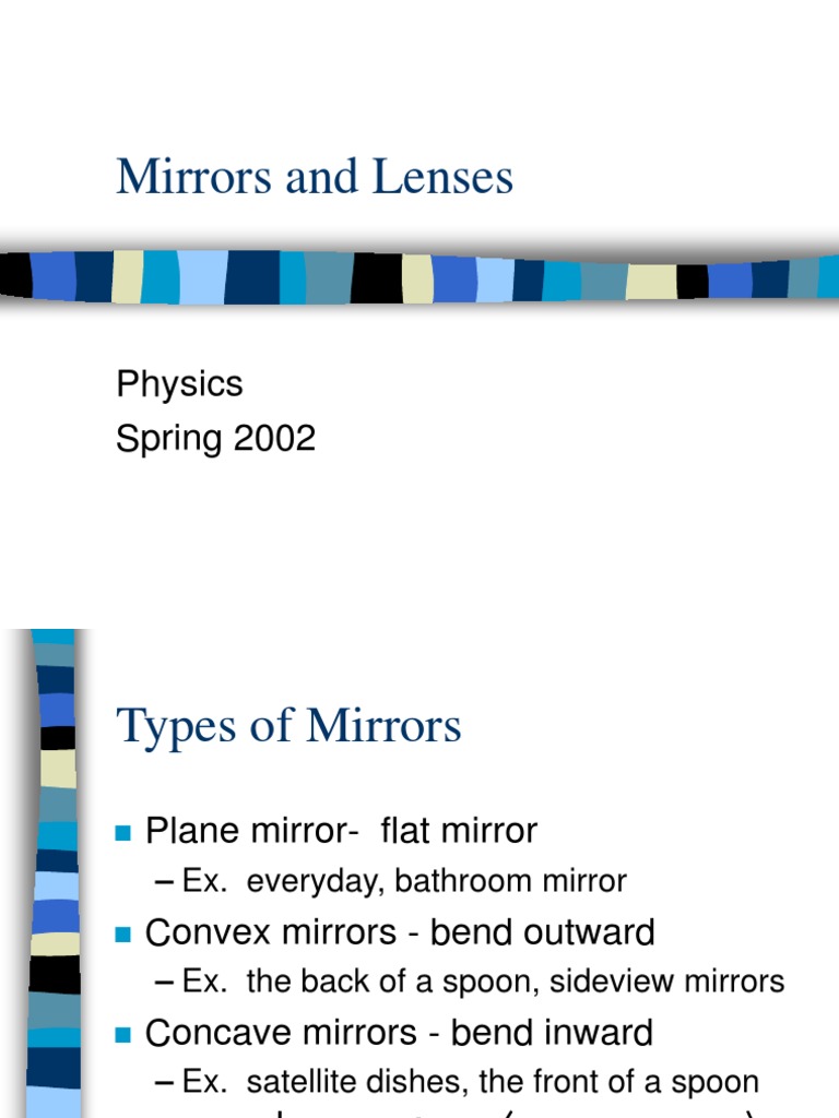 Mirrors and Lenses Physics Spring 2002 PDF