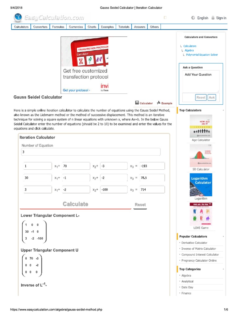 Gauss Seidel Calculator - Iteration Calculator | PDF