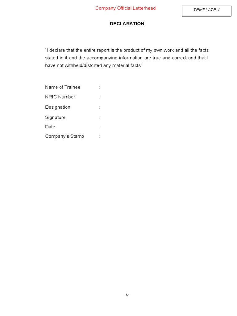 Trainee Declaration Template | PDF