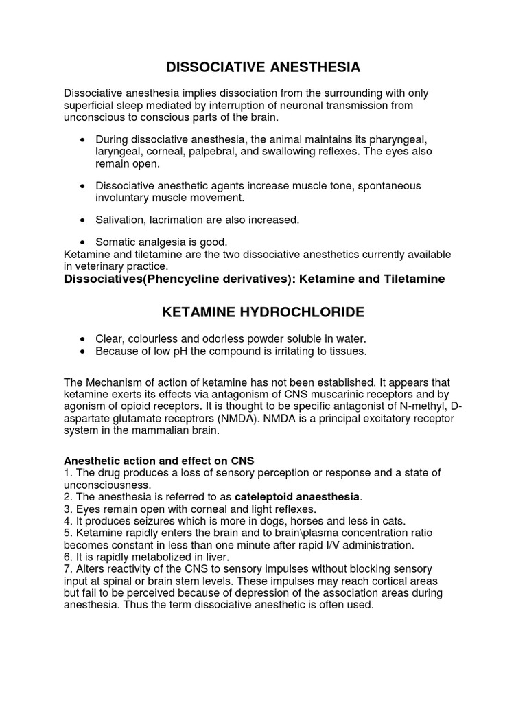 DISSociative Anaesthesia PDF Anesthesia Analgesic