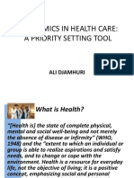 Priority Setting - Economics in Health Care