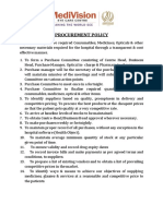 Procurement Policy: Objective: To Procure Required Consumables, Medicines, Opticals & Other