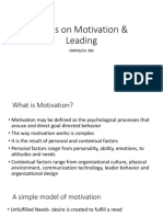 Notes On Motivation & Leading: EM416/EA 302