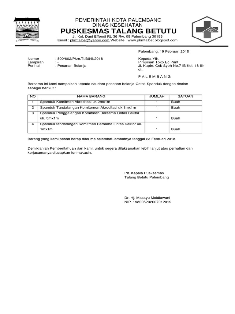 CONTOH SURAT PESANAN docx CONTOH SURAT PESANAN docx