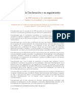 Declaración de La OIT Relativa a Los Principios y Derechos Fundamentales en El Trabajo y Su Seguimiento.1998