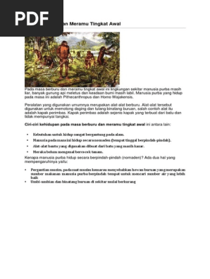 Masa Berburu Dan Meramu Tingkat Awal Pdf