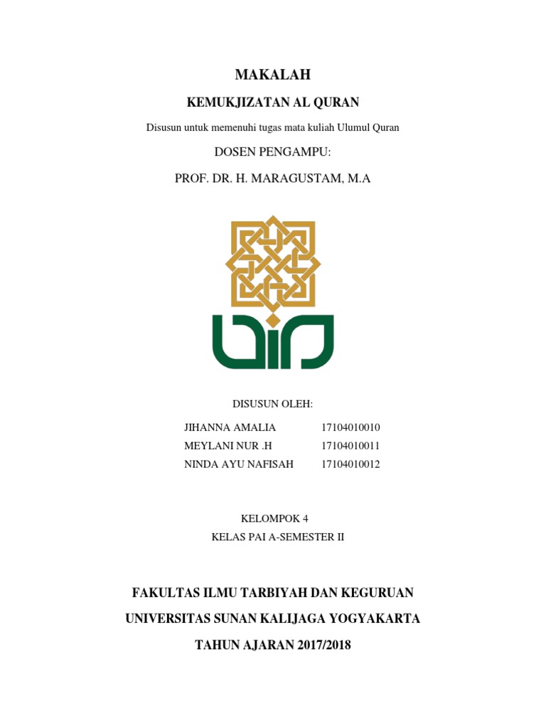 Makalah Kemukjizatan Al Quran