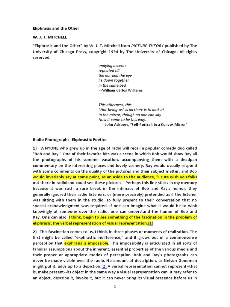 Ekphrasis: Poem Analysis
