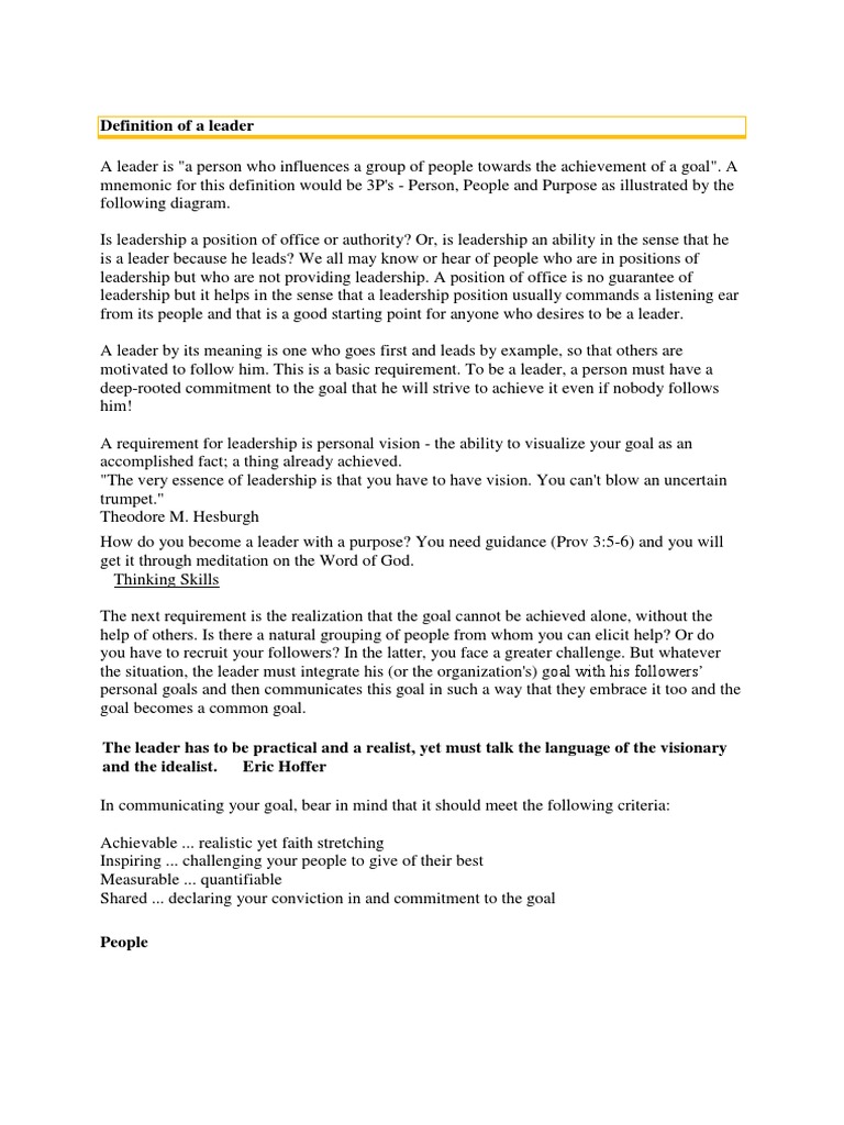 LEADER MEANING DEFINITION intelligence overview