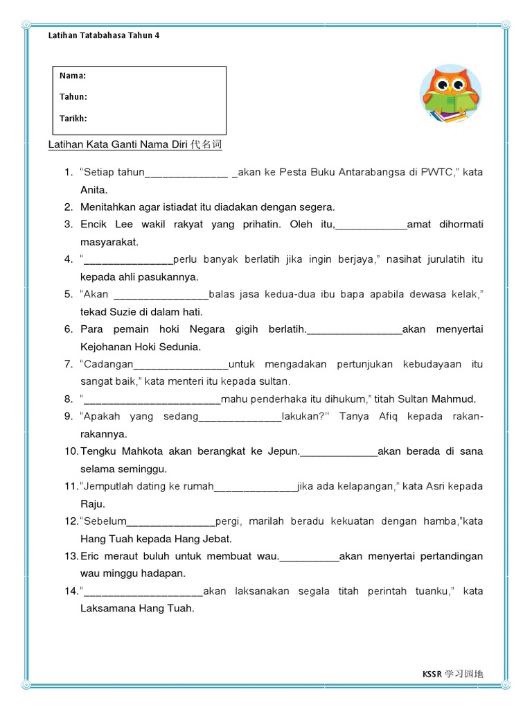 Latihan Tatabahasa Tahun 4 Pdf