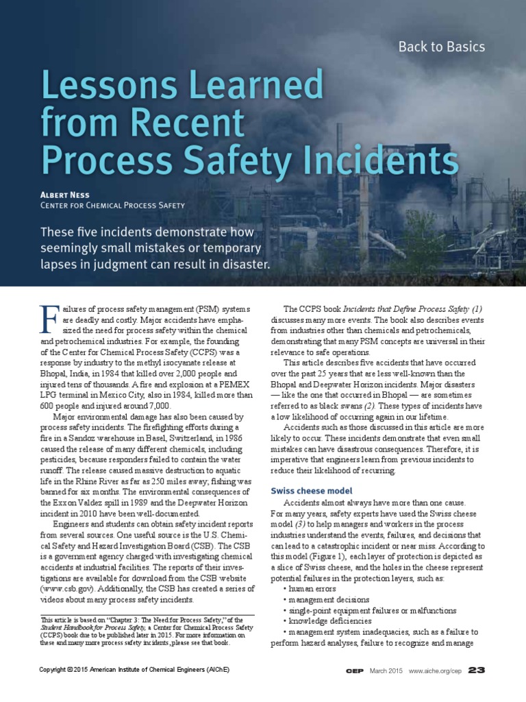 Lessons Learned From Recent Process Safety Incidents | PDF | Nitric ...