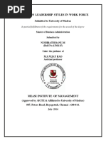 A Study On Leadership Styles in Work Force: Submitted To University of Madras