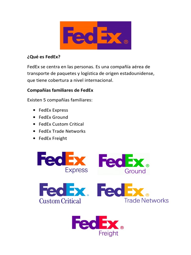 Qué es FedEx y sus servicios principales | PDF | Relaciones personales ...