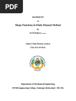 Shape Functions in Finite Element Method: Handouts