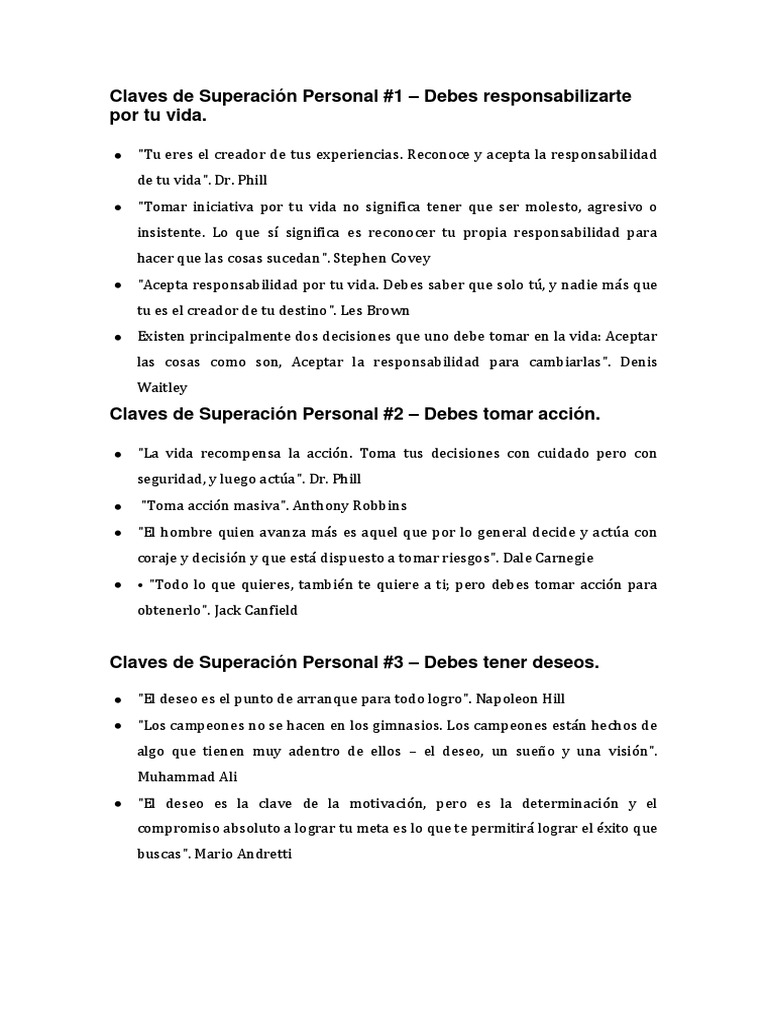 Claves de Superación Personal: 10 Pasos | PDF | Desarrollo personal ...