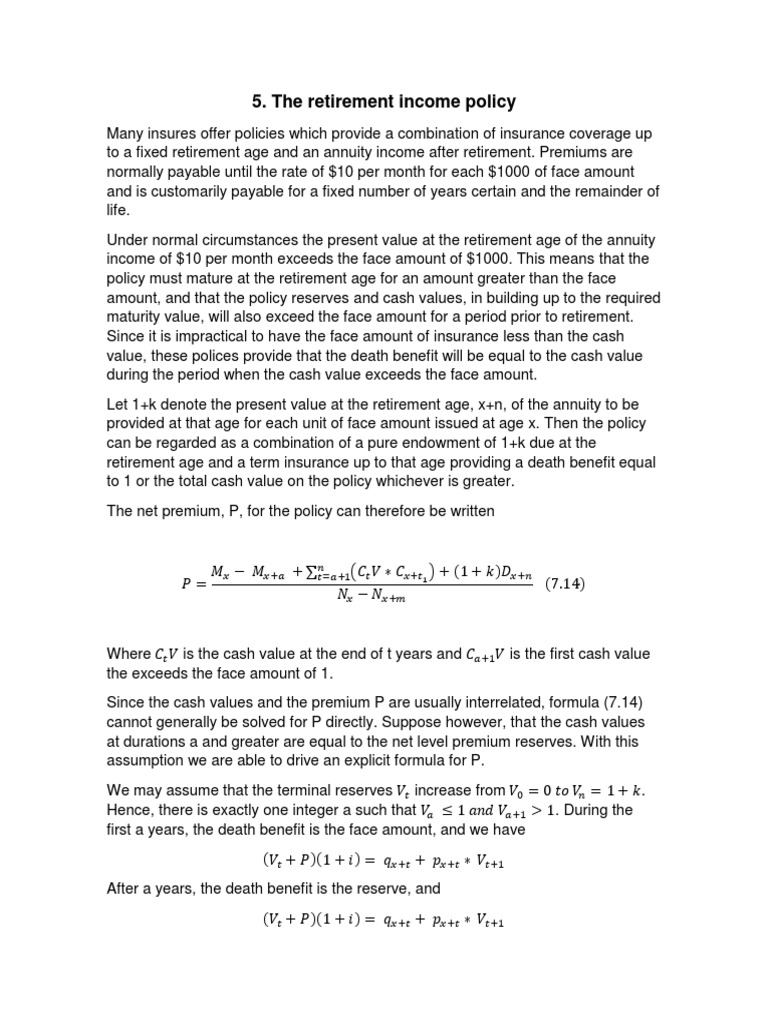 The Retirement Income Policy | PDF | Insurance Policy | Nature