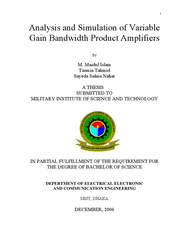 Variable Gain Bandwidth Product Analysis | PDF | Operational Amplifier ...