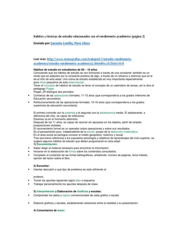 Hábitos de Estudio para Mejorar Rendimiento | PDF | Habilidades de ...