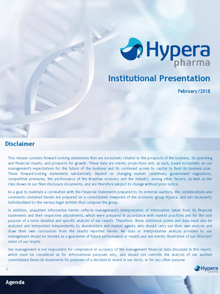 Hypera Pharma Institutional Overview 2018 | PDF | Financial Statement ...