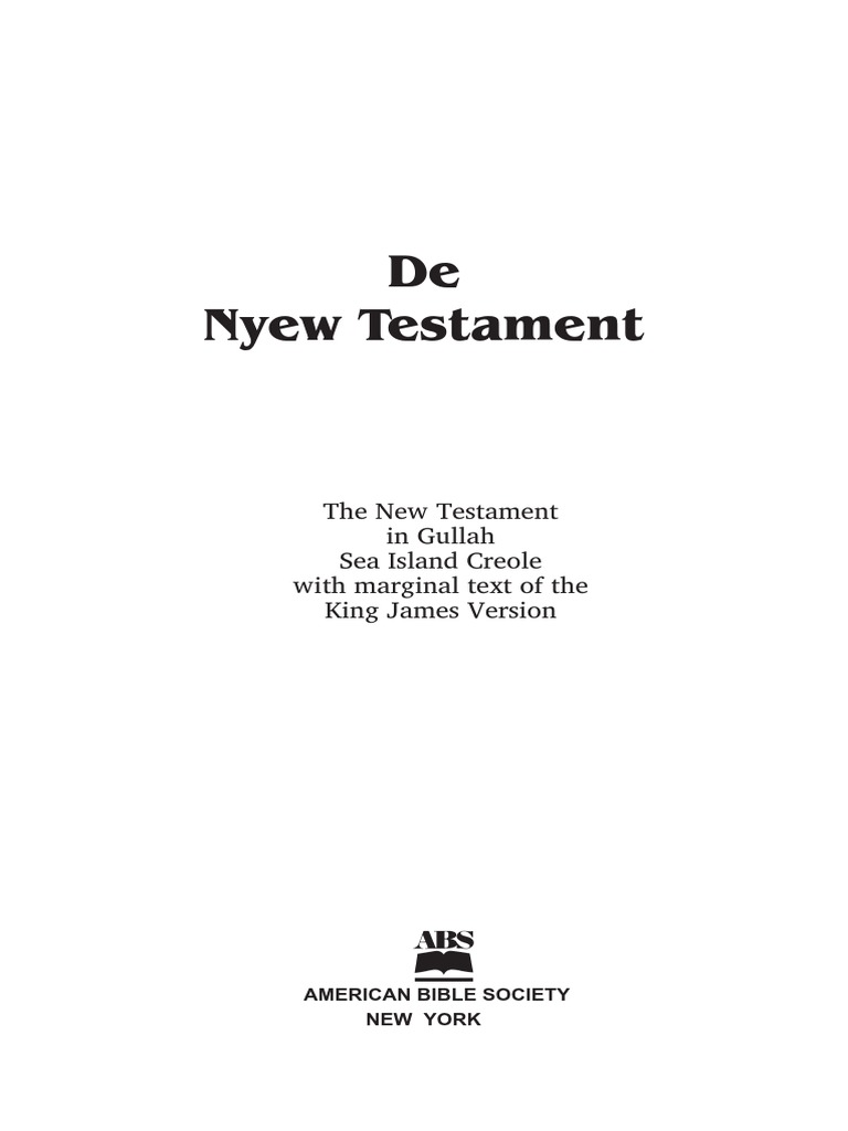 Gullah Bible New Testament PDF John The Baptist Christianity