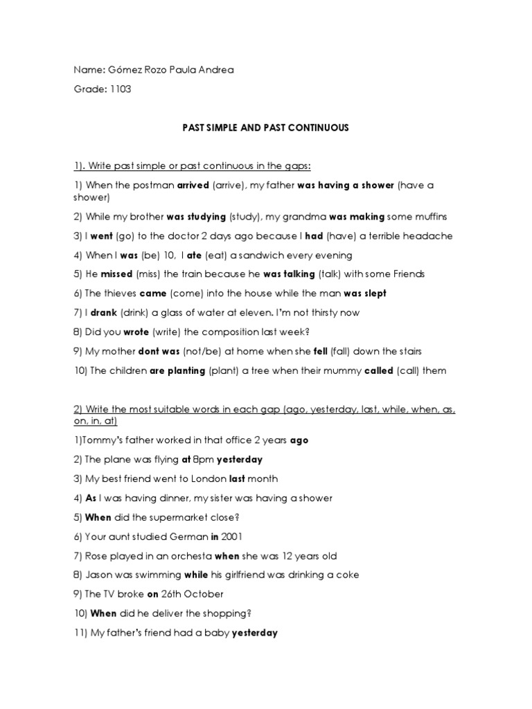 English Grammar Exercise Sheet | PDF