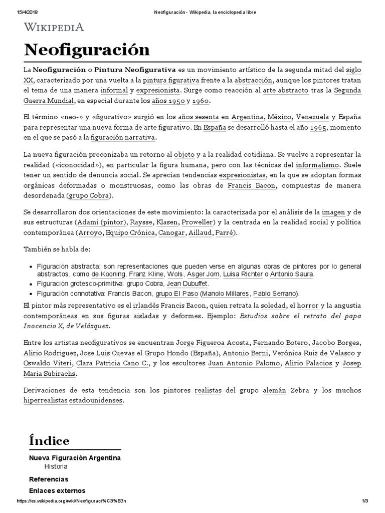 Neofiguración - Wikipedia, La Enciclopedia Libre | PDF | Teoría de ...