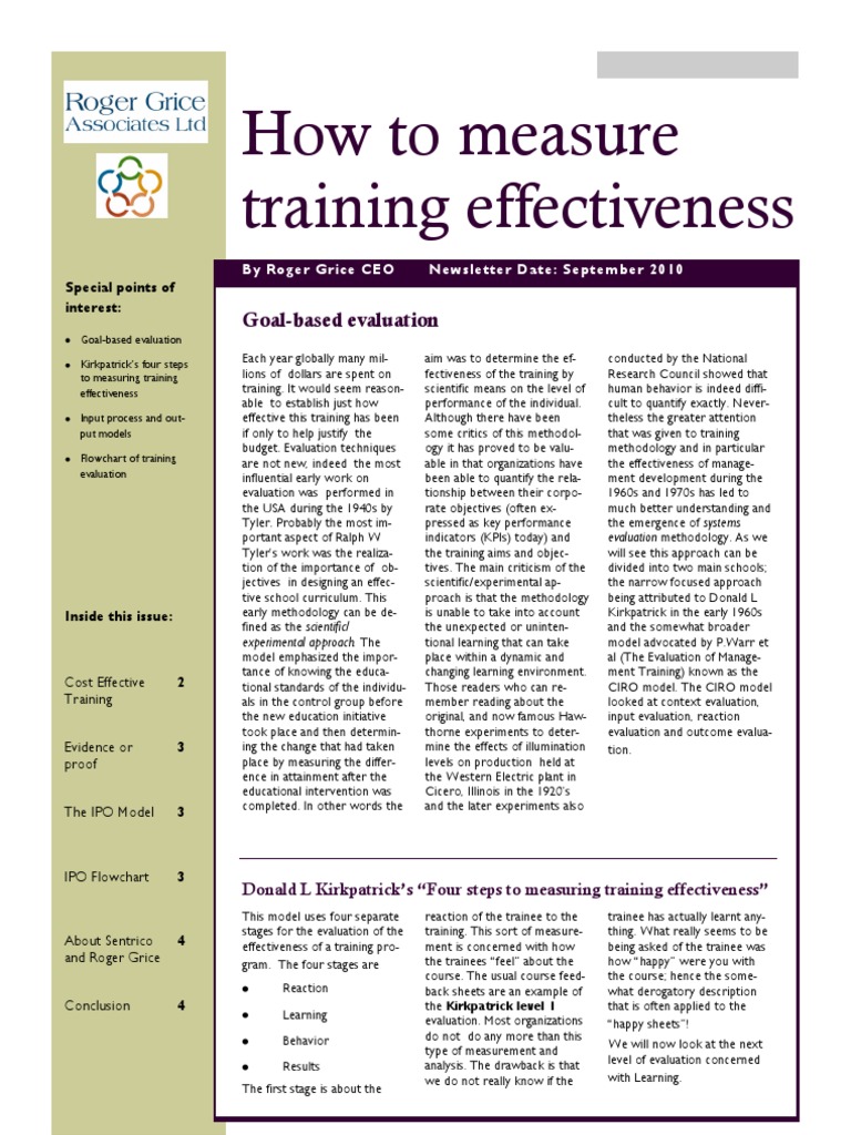 How to Measure Training Effectiveness Evaluation Competence (Human