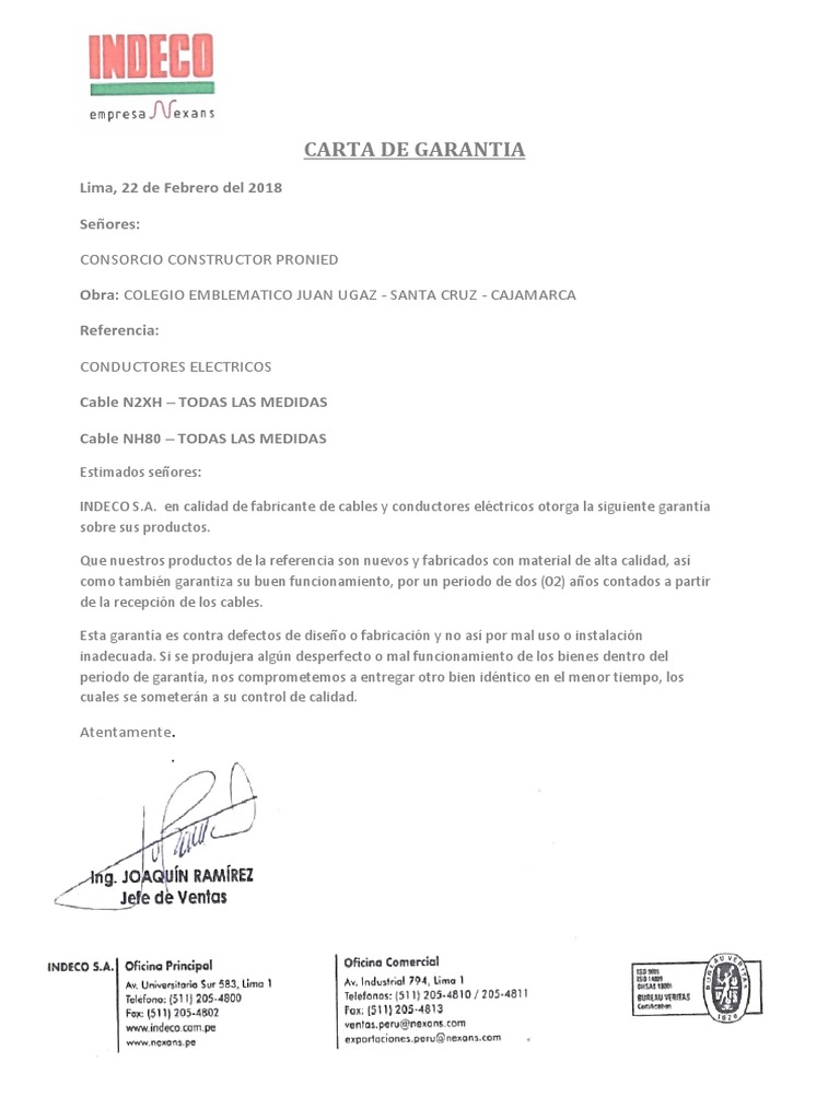 Carta de Garantia