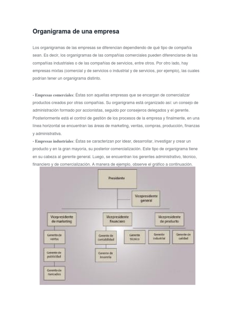Organigrama de Una Empresa | PDF | Corporación multinacional | Mercado ...
