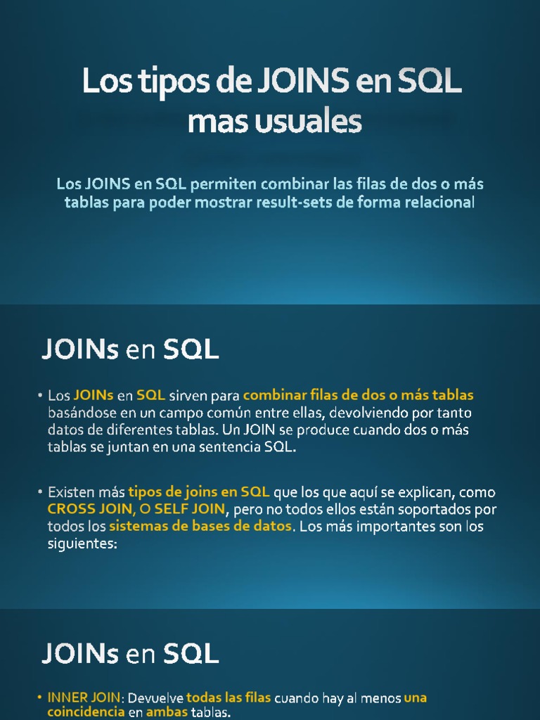 Tipos de JOIN en SQL y ejemplos | PDF | SQL | Bases de datos
