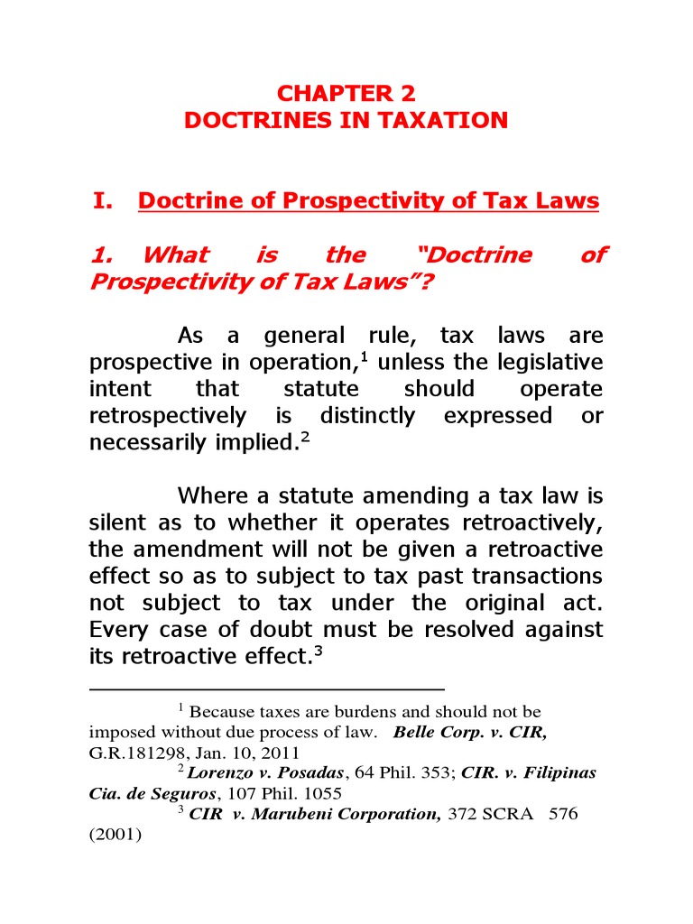 Doctrines In Taxation Pdf Income Tax Taxes