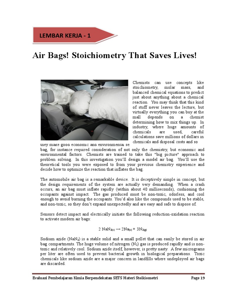 Air Bags! Stoichiometry That Saves Lives! Lembar Kerja 1 PDF